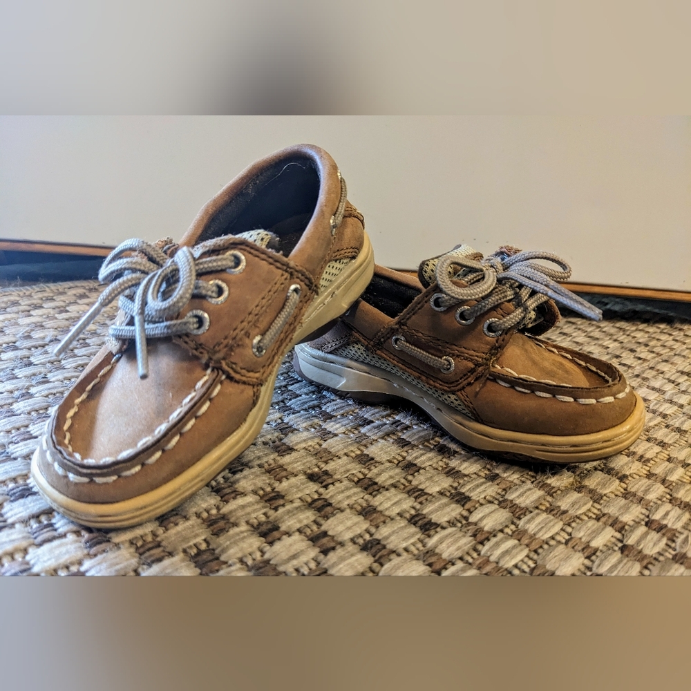 Sperry Billfish Toddler Boy Tan Boat Shoes sz 7